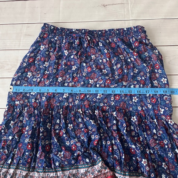 Knox Rose Boho Floral Tiered Maxi Skirt 
Size: XS | 100% Rayon | Elastic Waist - Picture 7 of 8